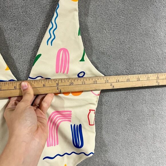 Aurelle Palmier One Piece Swimsuit Retro Print Bathing Suit High Waist Sz S NEW - Picture 3 of 7